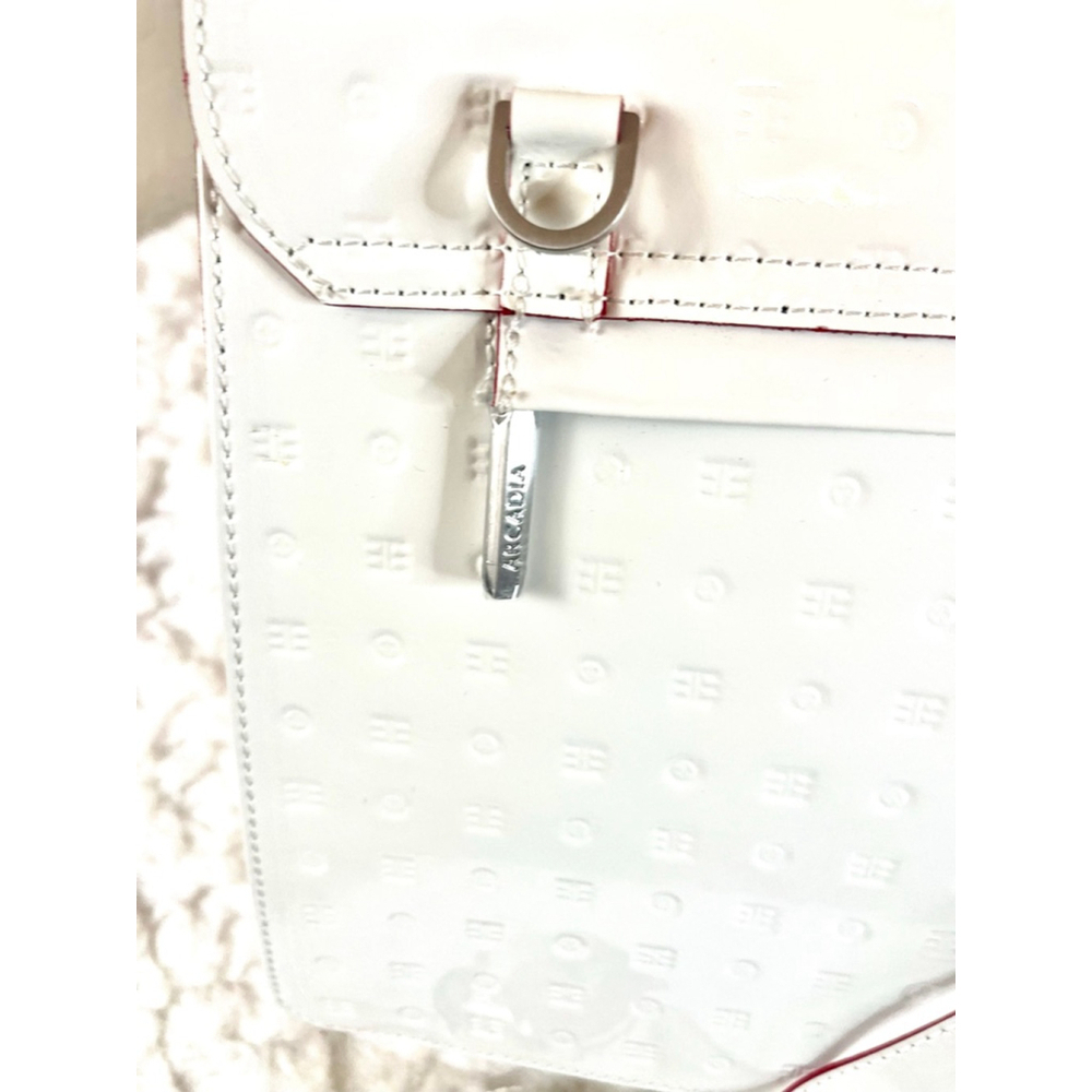 Arcadia White Patent Leather Crossbody Shoulder Bag Purse Large - Picture 6 of 12